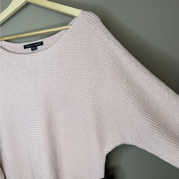 Boston Proper Women's Soft Pink Off the Shoulder Knit Sweater Size Large Preppy - Picture 7 of 16